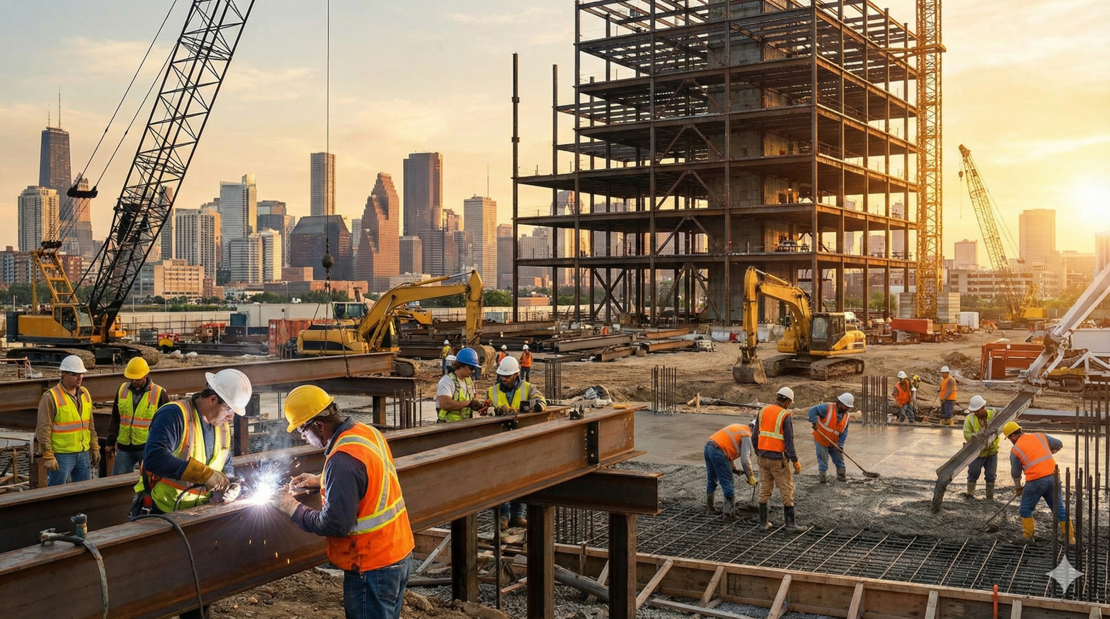 trabajadores en la obra